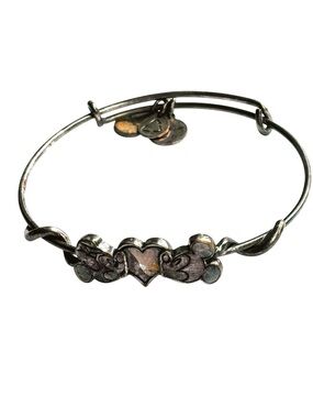 Alex and Ani Mickey Mouse Heart Bangle Bracelet Gold Tone Disney Adjustable